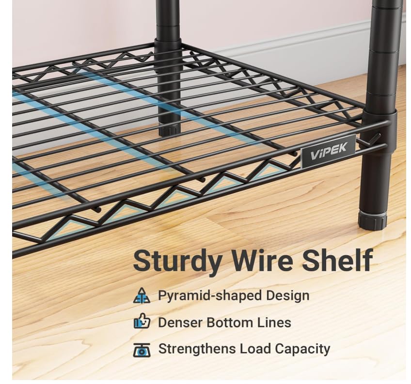 VIPEK V50 Heavy Duty Clothes Rack, Extra Large Freestanding Garment Rack with Adjustable Shelves, Open Closet Storage System for Bedroom, Reach-in/Walk-in Closet, 1300 lbs Capacity, Black - color: Black