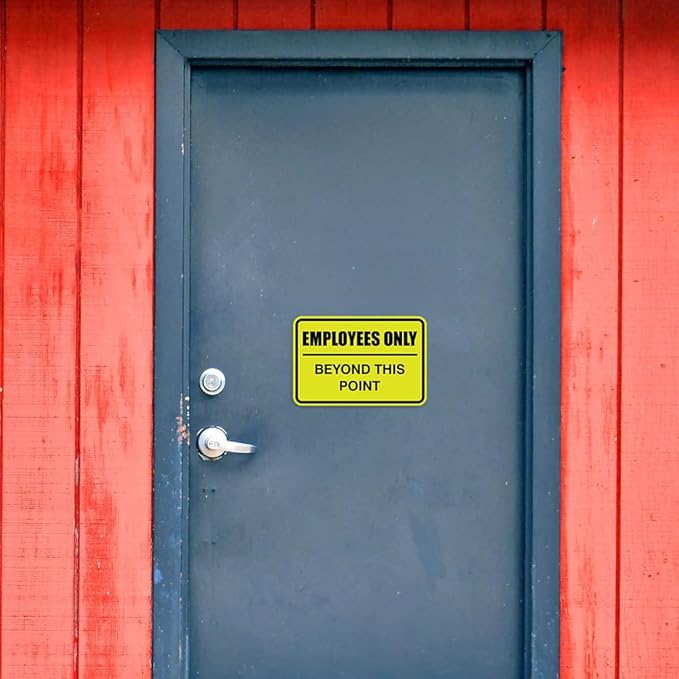 All Quality Classic Framed Employees Only Beyond This Point Wall or Door Sign | Easy to Install Business Signage - Large (Dark Brown) 10 Pack
