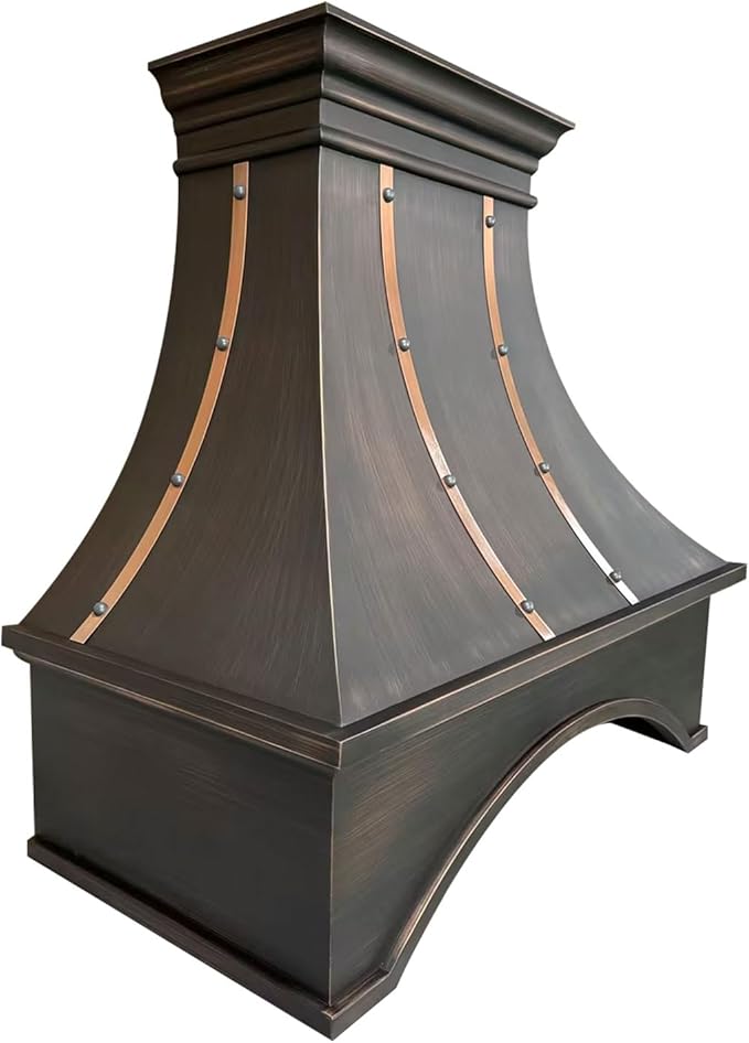 Handmade Copper Range Hood, Custom Kitchen Hood with High Airflow Built-in Range Hood, Natural Copper Stove Vent Hood for Kitchen, 48"W x 42"H Wall Mount, HCW22PC-484222NCLH