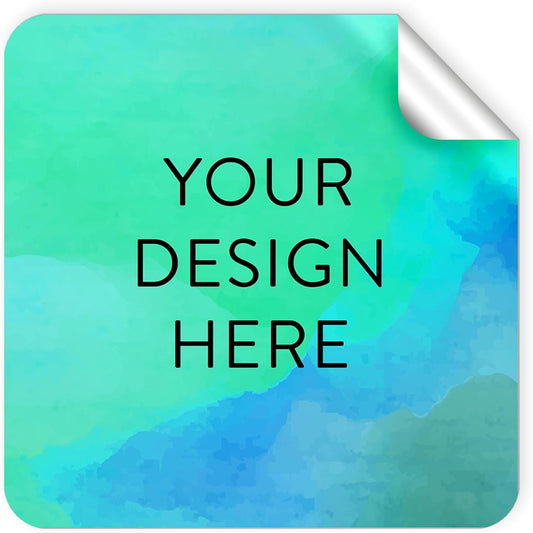 100 Custom Vinyl Stickers - Upload Your own Image, Text, Design, Logo - Personalized Logo Labels for Handmade, Packaging, Bottle, Jars, Candle, Brand Stickers (Blue Green, 1.5x1.5 Square)