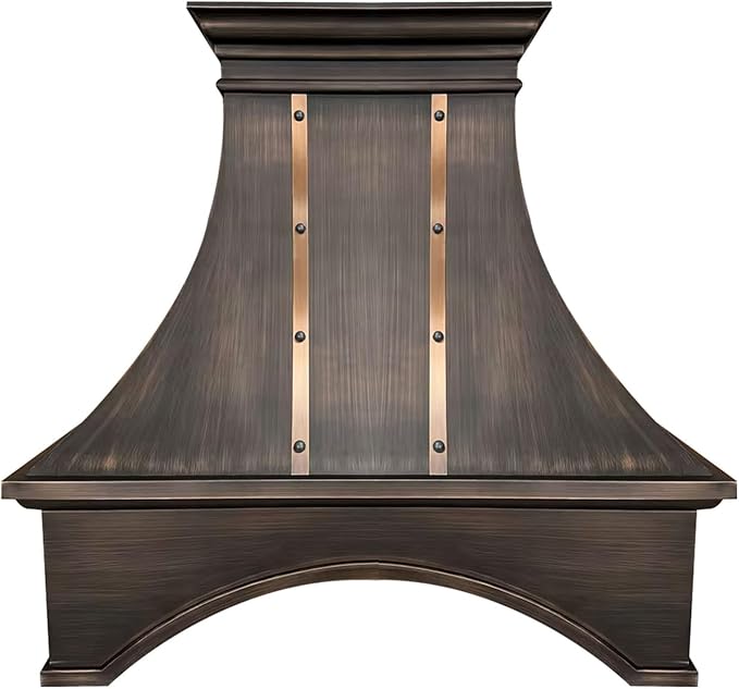 Handmade Copper Range Hood, Custom Kitchen Hood with High Airflow Built-in Range Hood, ORBLH Stove Vent Hood for Kitchen, 30"W x 36"H Wall Mount, HCW22PC-303622ORBLH