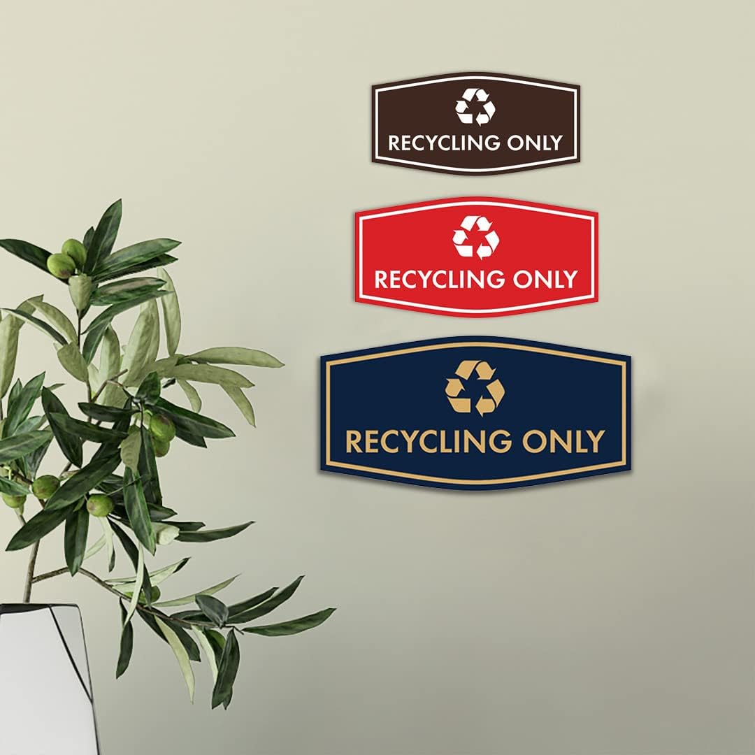 Fancy Recycling Only Sign (Red) - Medium