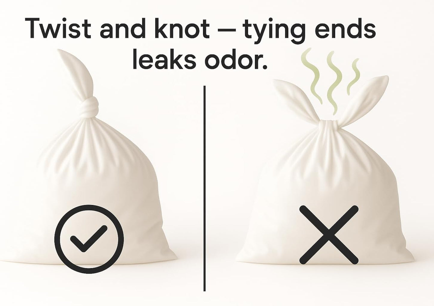 BOS, Odor-Sealing Dirty Diaper Trash Bags - Scent & Smell Free (Color: Cream Yellow) (Pack of 2)