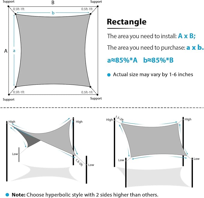 Amagenix Sun Shade Sail 10'X25' Curved Edge Outdoor Shade Canopy Dark Green Breathable 95% UV Block Shade Cloth for Patio Garden Backyard (We Make Custom Size)