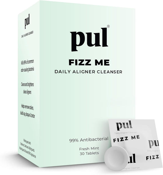 PUL Aligner Cleaner Tablets (Pack of 30) – For Cleaning Invisalign, All Clear Aligners & Retainers – Removes Odor, Stains, Plaque – Cleans Dentures, Night & Mouth Guards, All Dental Removables