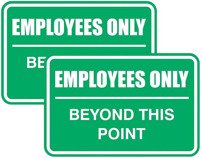 All Quality Classic Framed Employees Only Beyond This Point Wall or Door Sign | Easy to Install Business Signage - Large (Green) 2 Pack
