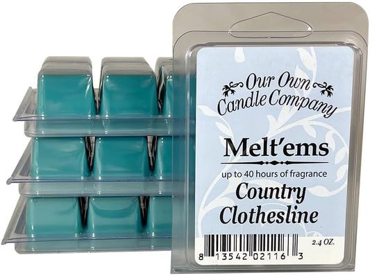 Our Own Candle Company Premium Wax Melt, Country Clothesline Scent, 6 Cubes, 2.4 oz (4 Pack)