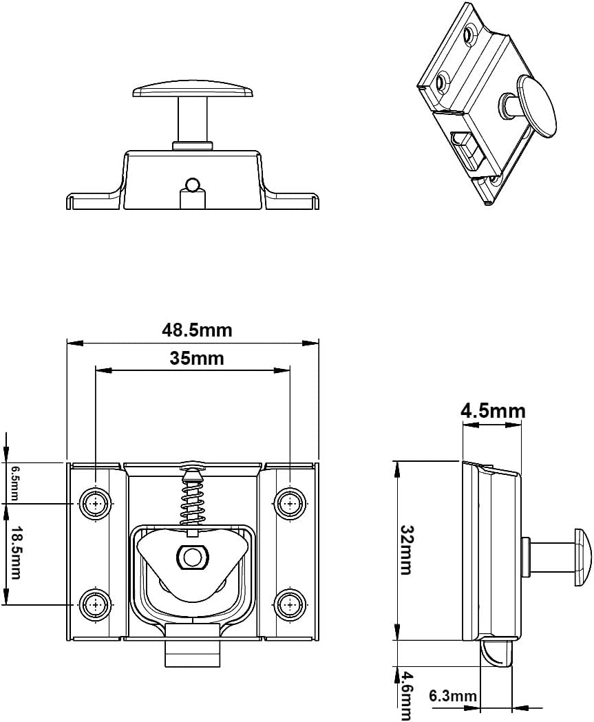 QCAA Oval Turn Cabinet Latch, for Cupboard & Other Furniture, Small, Brass Plated, 8 Pack