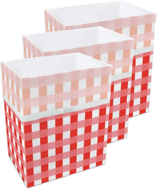 13 Gallon Disposable Pop-Up Trash Cans (3-Pack) with Fitted Bags – Foldable Garbage & Recycling Bins for Parties, Events & Kitchen (Picnic, 17" H x 13.5" W x 10" D)