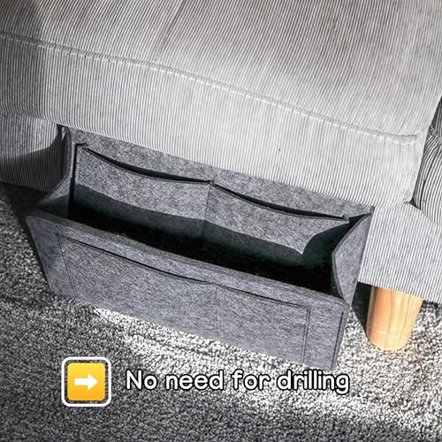 1PC Felt Hanging Storage Organizer Bag 6-Pocket Wall Mounted Holder for Remote Control Phone Tissue Bedside Sofa Caddy, Grey - color: Grey
