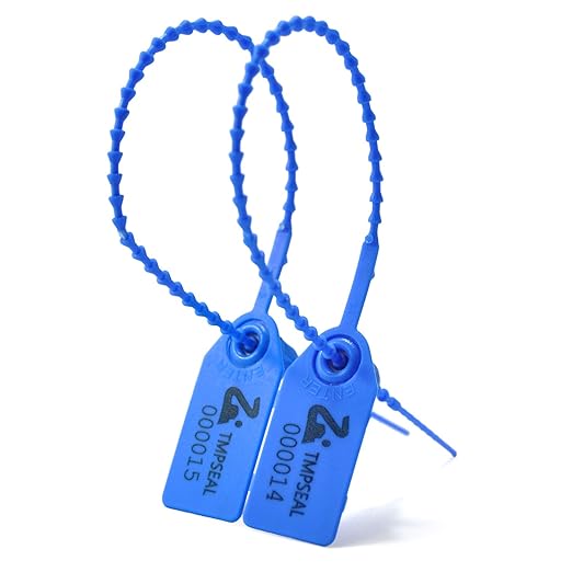 200 Blue Plastic Tamper Seals, Zip Ties Numbered for Fire Extinguishers Pull Tite Security Tags Disposable Self-Locking Safety Ties 250mm Length