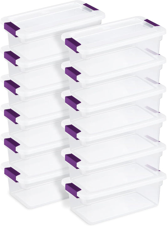 Sterilite 12-Pack 6 Quart ClearView Latch Box, Stackable Organizer Bins with Latching Lids - Clear Plastic Organization Containers for Closet, Bedroom, Shelving Units and Everyday Home Storage