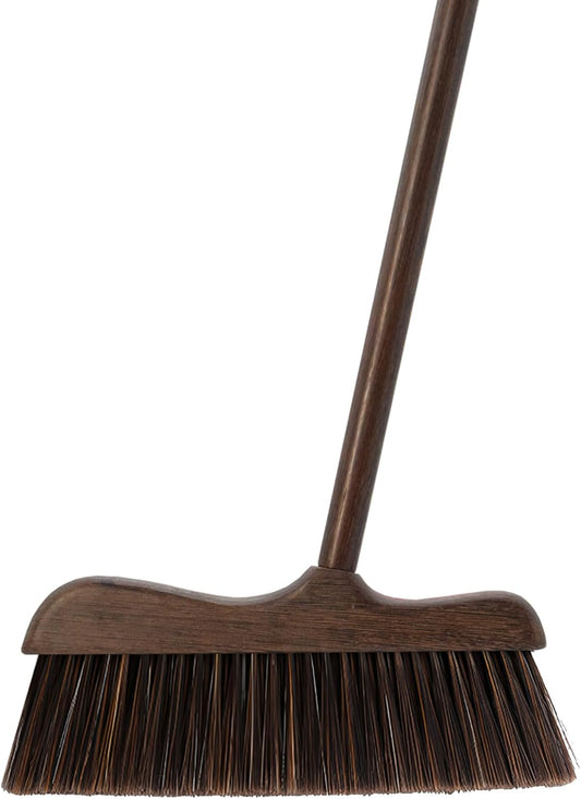 Wood Angle Broom – 44.8” Wooden Handle Compact Brooms for Indoor Kitchen – Soft PP Bristles, Durable Sweeping Broom