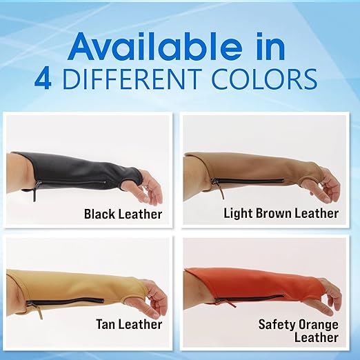 Arm Chaps Extended Elbow Leather Arm Guard - Arm Sleeve Protectors for Thin Skin and Bruising, Scratches & Cuts - Protective Arm Sleeve for Any Age- Left & Right Form-Fitting - Tan (1Pair/XX-Small).
