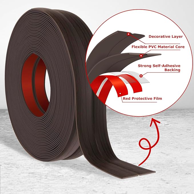 Flexible Wall Corner Protector Moulding Trim Peel and Stick Wall Corner Guards Edge Protector Self Adhesive Molding Trim Strip for Edge Ceiling (Dark Walnut Wood Grain, 0.8 in x 10 Ft)