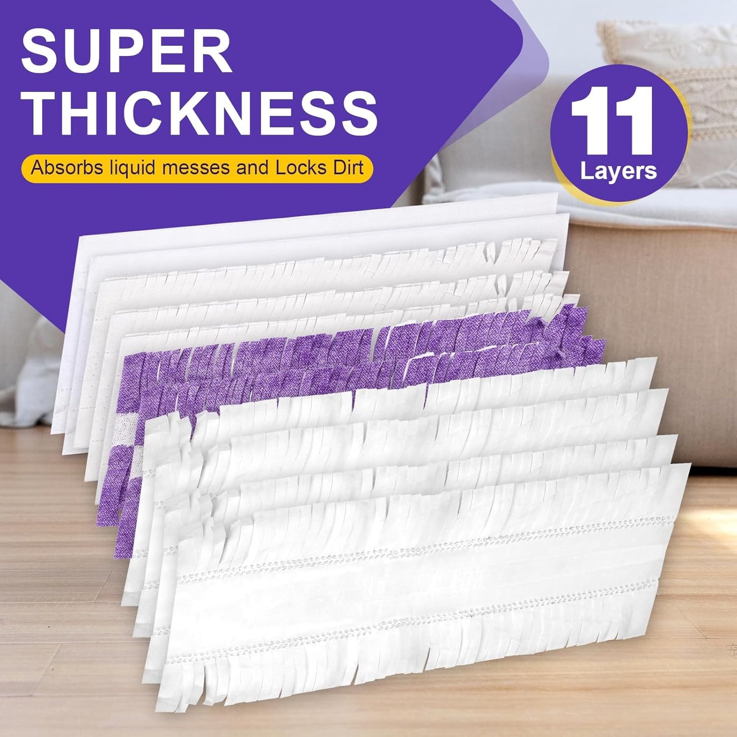 Power Mop Pads Compatible with PowerMop, Disposable Mopping Pad Refills for Cleaning, Multi-Surface Wood Floor Replacement Pads (8)