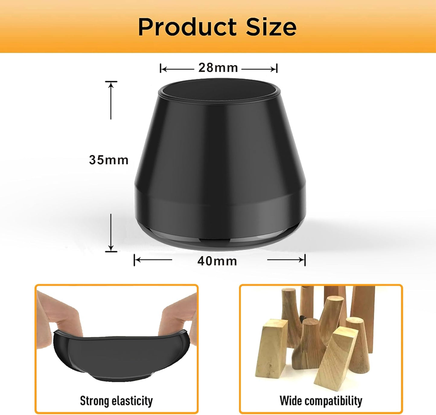 Furniture Sliders,24 PCS Chair Leg Sliders for Carpet, Furniture Movers Sliders, Carpet Chairs Furniture Glides, Floor Protectors, Carpet Moving Sliders Easily Move. (Black-Round Fit:1.2-1.6")
