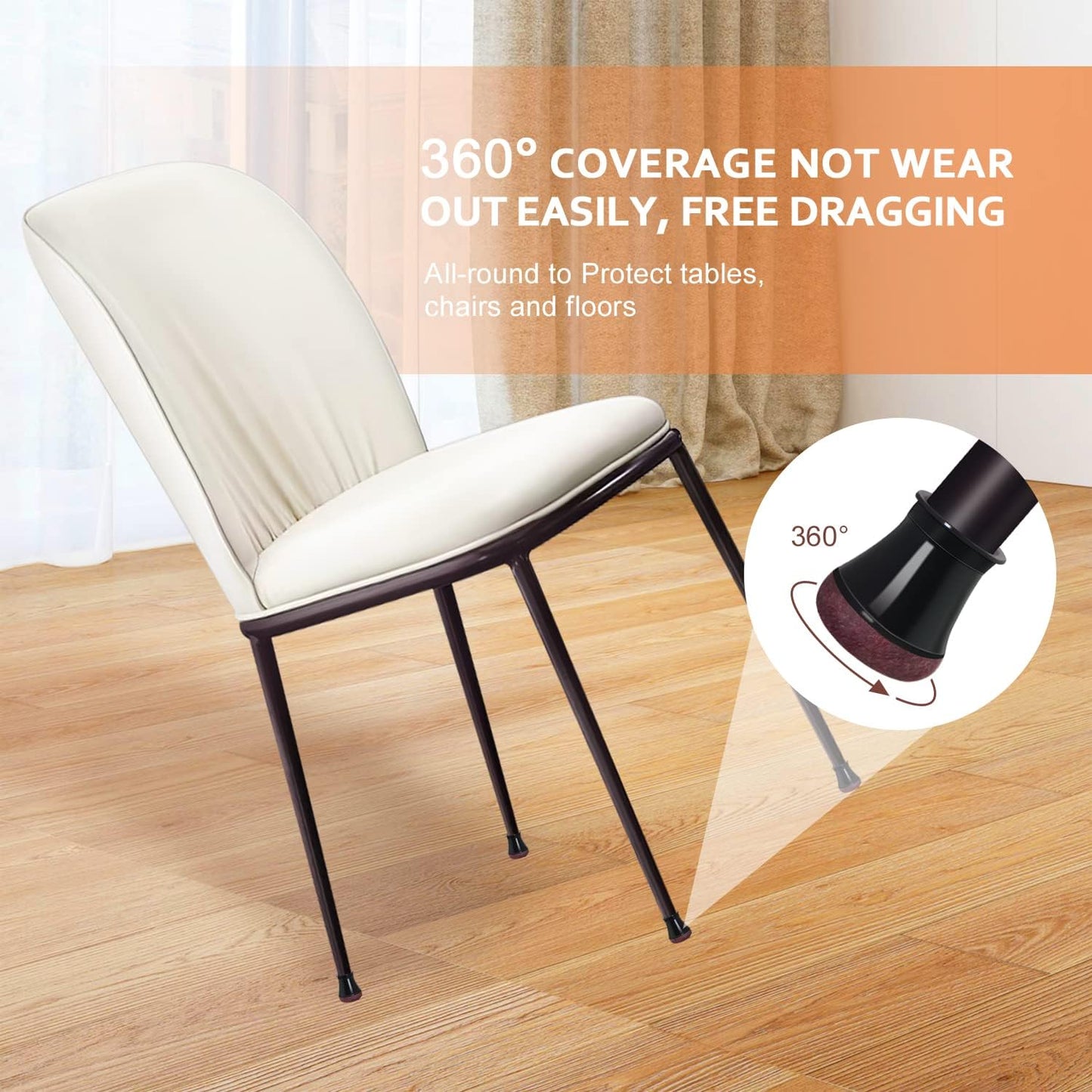 Chair Leg Floor Protectors for Hardwood Floors Felt Furniture Pads Silicone Caps Anti-Scratch Reduce Noise Round 16 Pack Black Round Small Fit 1/2" to 3/4" (14-19mm)