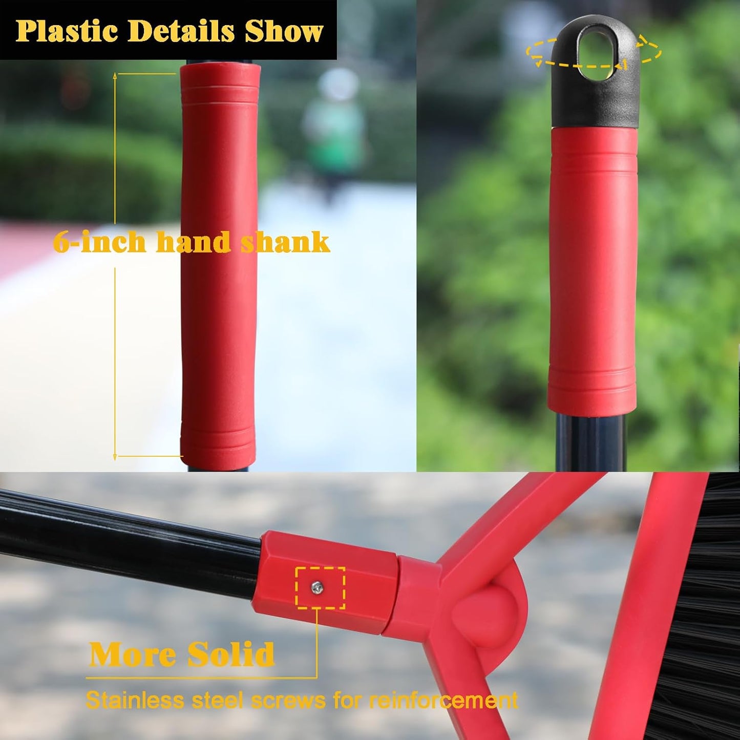 Outdoor Indoor Broom Heavy Duty,4 Pack Commercial Angle Broom,Ideal of House,Kitchen,Garage and Courtyard,Restaurant