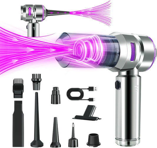 Car Vacuum Portable Cordless, 21000Pa Strong Suction Handheld Vacuum, 100W Auto Vac for Car Detailing, Home, RV Camping Use with 6000mAh Battery, Type-C Fast Charge & Blower Function