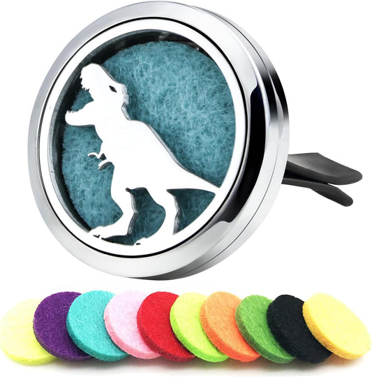 30mm Car Essential Oil Diffuser Vent Clips Air Freshener Vent Clip Aromatherapy Car Accessories 10 Felt Pads for Gift Women (Dinosaur)