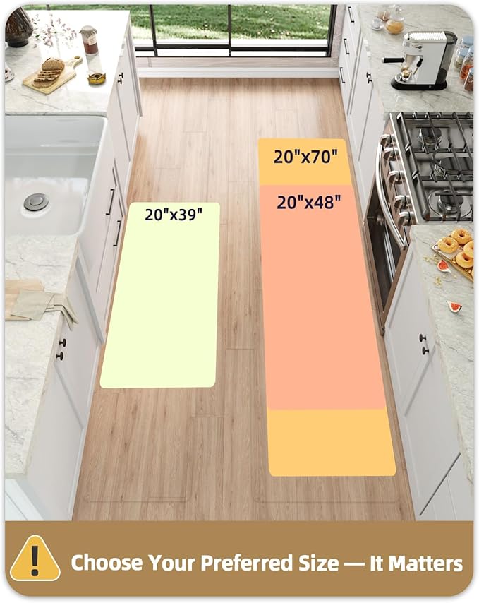 Color&Geometry 0.71" Extra Thick Anti Fatigue Cushion Kitchen Floor Mat,Easy Clean, Water & Oil Proof, Non Slip, Foam Padded Runner Rug for Front Sink,20"x 39" Brown (2.0 Version)
