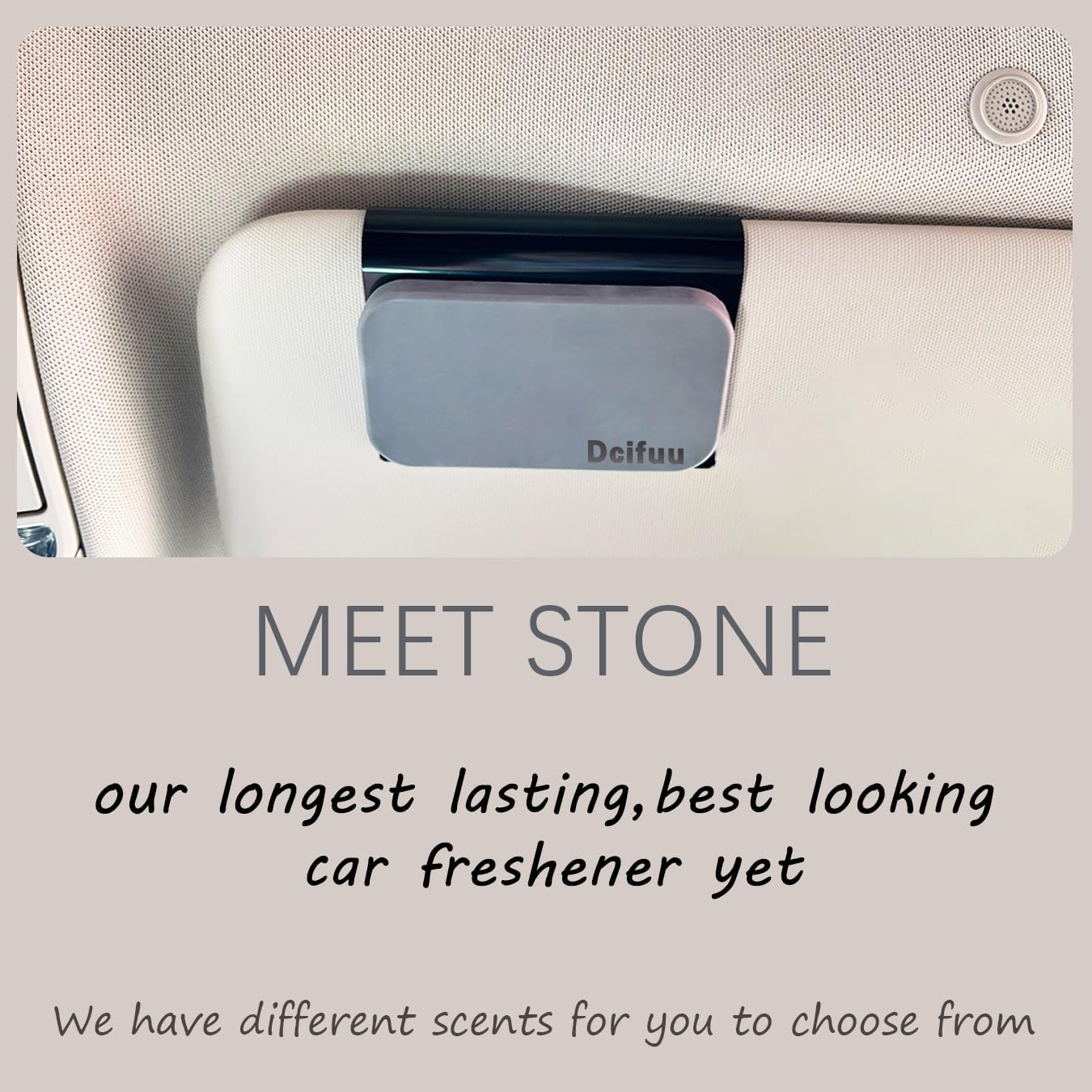 Teak Air Freshener, Stone Scent Starter Kit, Odor Eliminator - Car Visor Clip (Pack of 1 - Teak Scent)