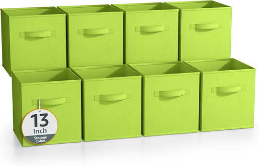 Sorbus 13 Inch Storage Bins - Sturdy Collapsible Fabric Storage Cubes with Handle - 8 Foldable Baskets for Organizing Clothes, Toys, Books - Storage Baskets for Shelves, Closets