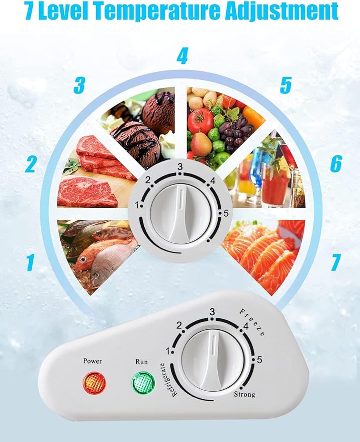 Chest Freezer 3.5 Cu.Ft Mini 7 Gears Temperature Control Compact Deep Freezer with Top Open Door and Removable Storage Basket White