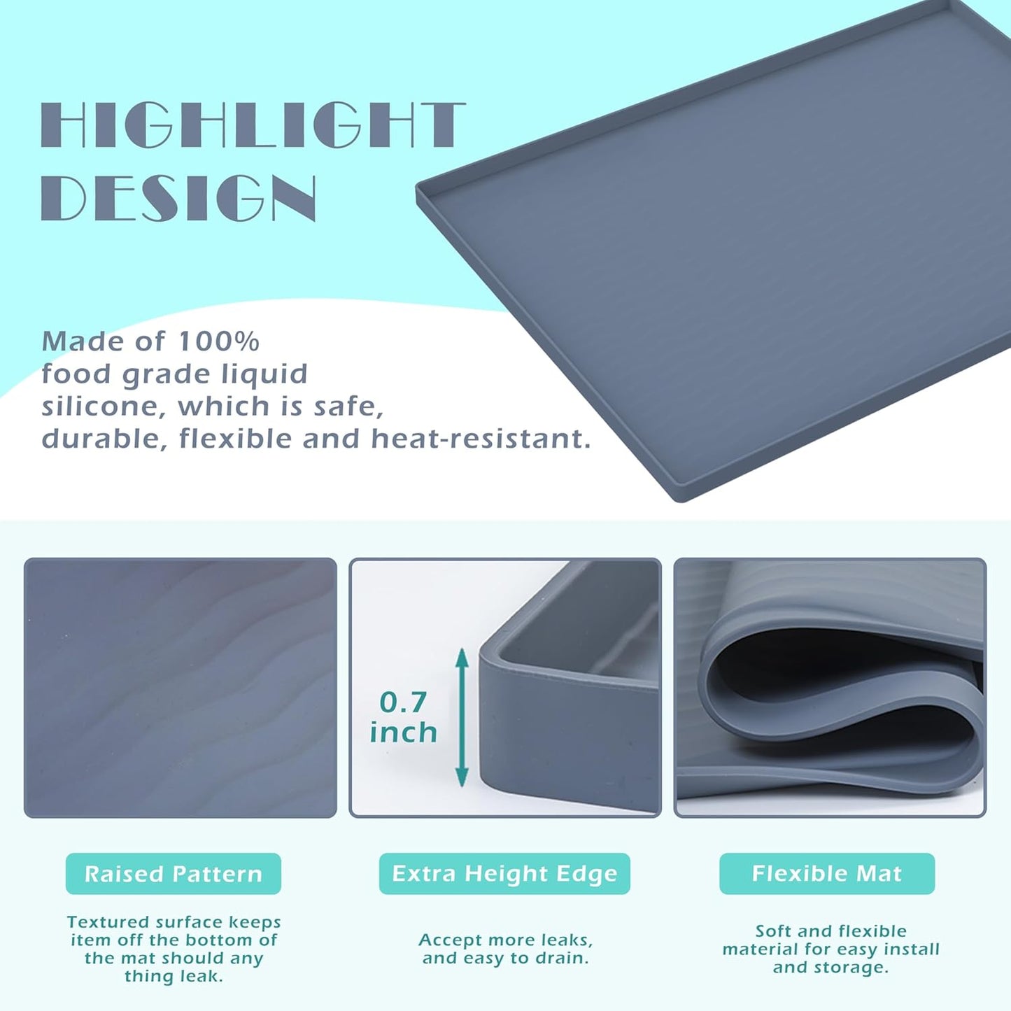 URMONA Waterproof Silicone Under Sink Mat 25'' x 22'' Shelf Liner for Kitchen and Bathroom, Cabinet and Counter Protector, Storage and Organizers, Litter Mat, Pet Cat Puppy Essentials(Beige)