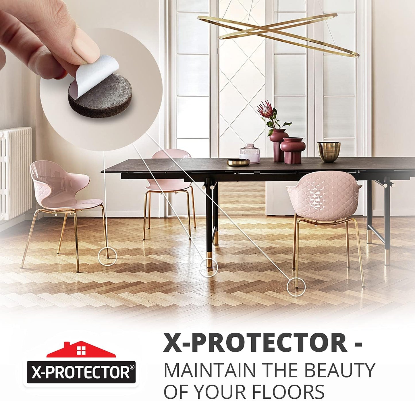 16 Heavy-Duty Felt Furniture Pads 2” 1/4” Thick X-Protector! Round Felt Pads for Furniture Feet - The Best Felt Floor Protectors for Furniture to Prevent Scratches. Protect Your Hard Floor! (Brown)