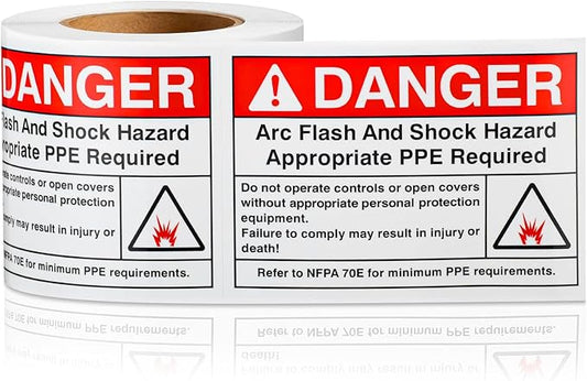 100 PCS DANGER Arc Flash and Shock Hazard Label - 3.5 x 5 Black & Red Electrical Safety Warning Decal High Performance Polyester Safety Sticker Signs for the Workplace