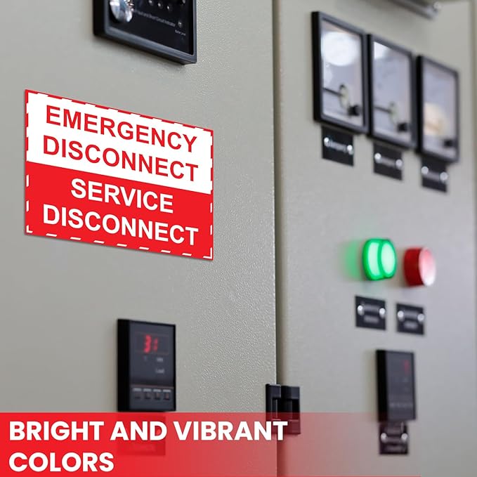 LEIFIDE 36 Pack NEC Compliant Emergency Disconnect Sticker 5"x 3.5" Emergency Disconnect Service Warning Sticker Shut Off Sign Uv-Resistant Electric Panel Labels Vinyl Waterproof for Indoor Outdoor