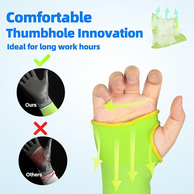 Schwer ANSI A6 Cut Resistant Gardening Sleeves with Thumb Hole, 22 inch Arm Protectors for Thin Skin and Bruising, Arm Guards for Gardening, Repairing, Kitchen, Pet Grooming (1 Pair, Yellow)