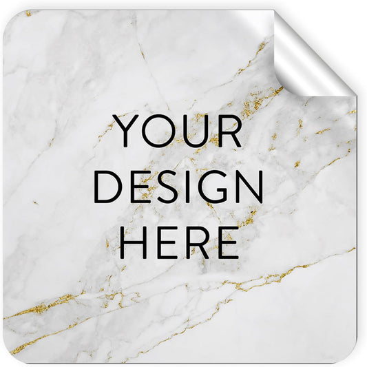 100 Custom Vinyl Stickers - Upload Your own Image, Text, Design, Logo - Personalized Logo Labels for Handmade, Packaging, Bottle, Jars, Candle, Brand Stickers (Gold Marble, 2x2 Square)