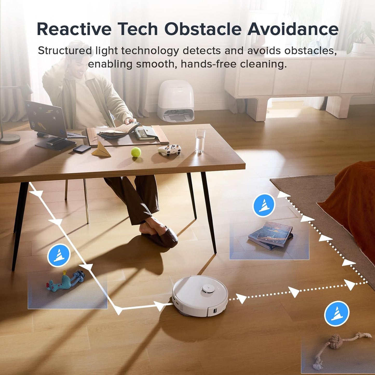roborock Qrevo Curv S5X Robot Vacuum and Mop, 17000Pa Suction, Zero-Tangling Design, FlexiArm Side Brush, AI Obstacle Avoidance, 10 Weeks Self-Emptying, Auto Washing for Hard Floor, Corner, Pet Hair