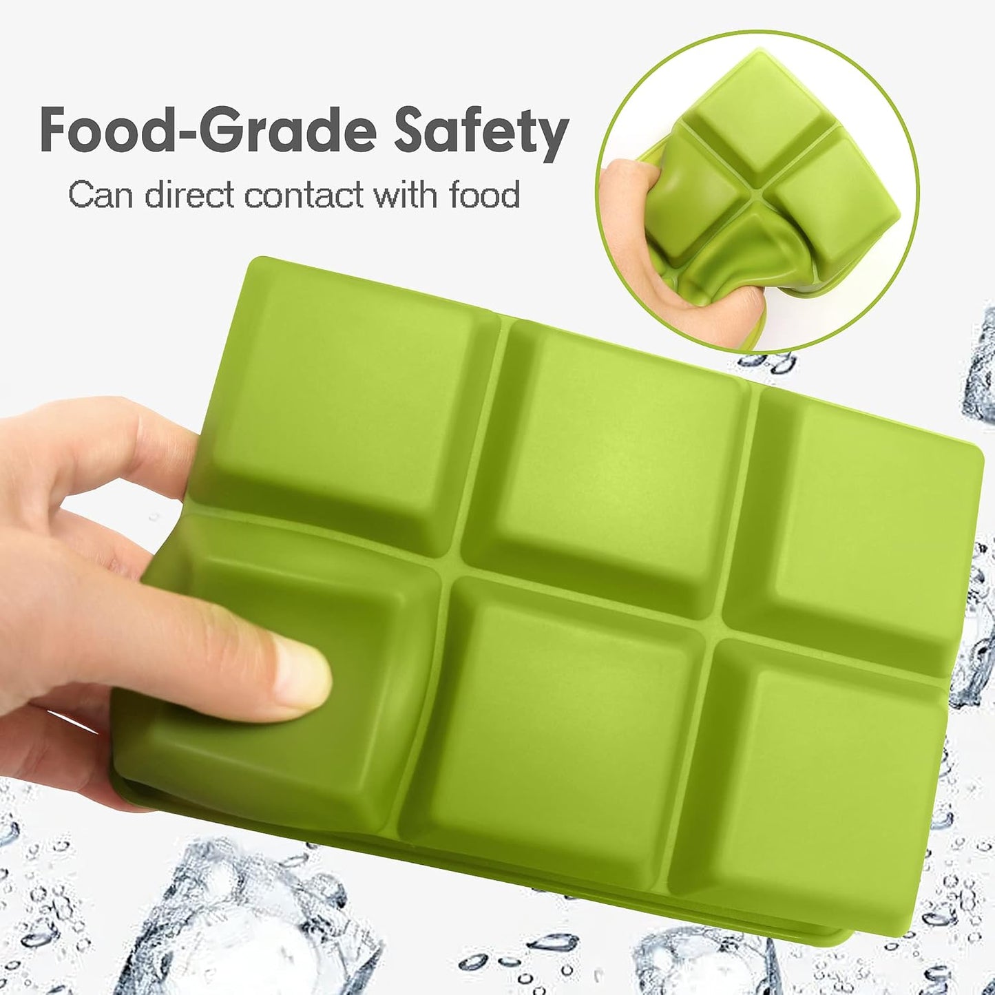 Silicone Ice Cube Trays 3 Pack - Large Size Silicone Ice Cube Molds with Leak Proof Removable Lid Square Ice Cube Tray And BPA Free for Cocktail,Whiskey, Stackable Flexible Ice