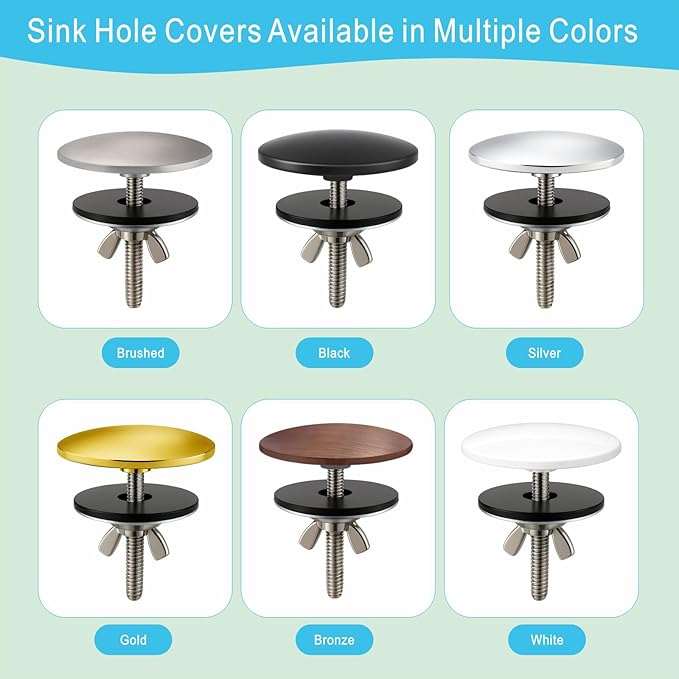 2 Inch Faucet Hole Cover, Sink Hole Cover, Solid Brass Black Finish Kitchen Sink Tap Hole Plate Stopper Cover for Home Kitchen and Bathroom, Kitchen Sink Hole Covers (Black)