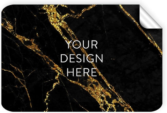 100 Custom Vinyl Stickers - Upload Your own Image, Text, Design, Logo - Personalized Logo Labels for Handmade, Packaging, Bottle, Jars, Candle, Brand Stickers (Black Gold Marble, 3x2)