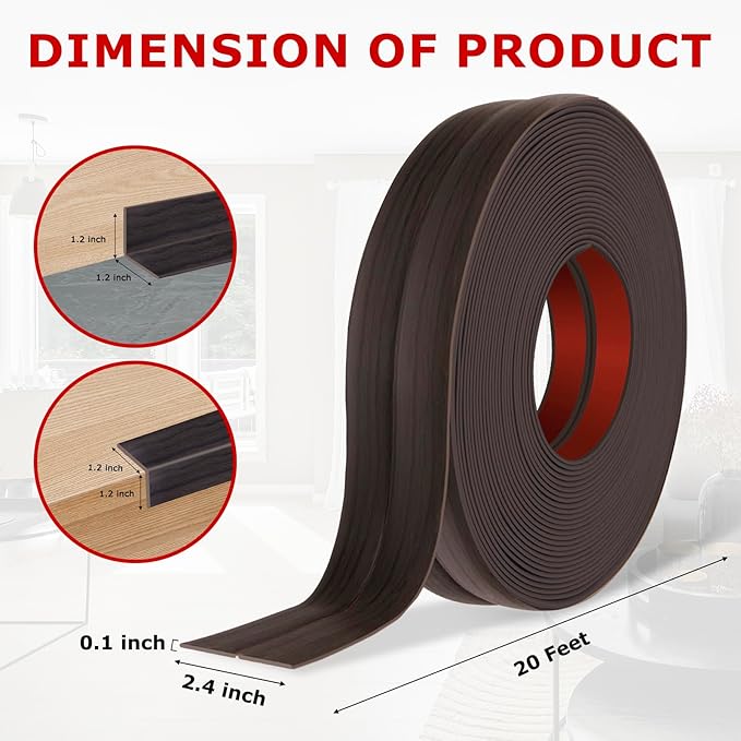 Flexible Wall Corner Protector Moulding Trim Peel and Stick Wall Corner Guards Edge Protector Self Adhesive Molding Trim Strip for Edge Ceiling (Dark Walnut Wood Grain, 2.4 in x 20 Ft)