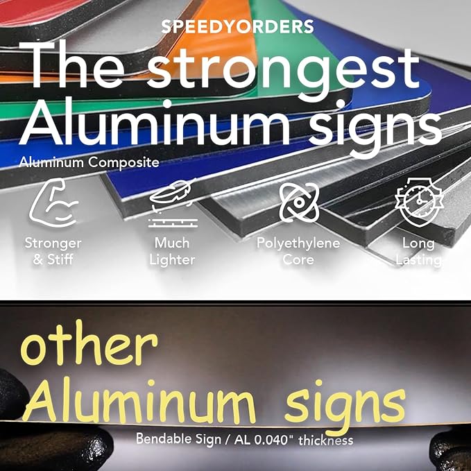 Custom Metal Business Signs, Personalized Aluminum Signs - Waterproof, White (Green Background, 14x10 In)