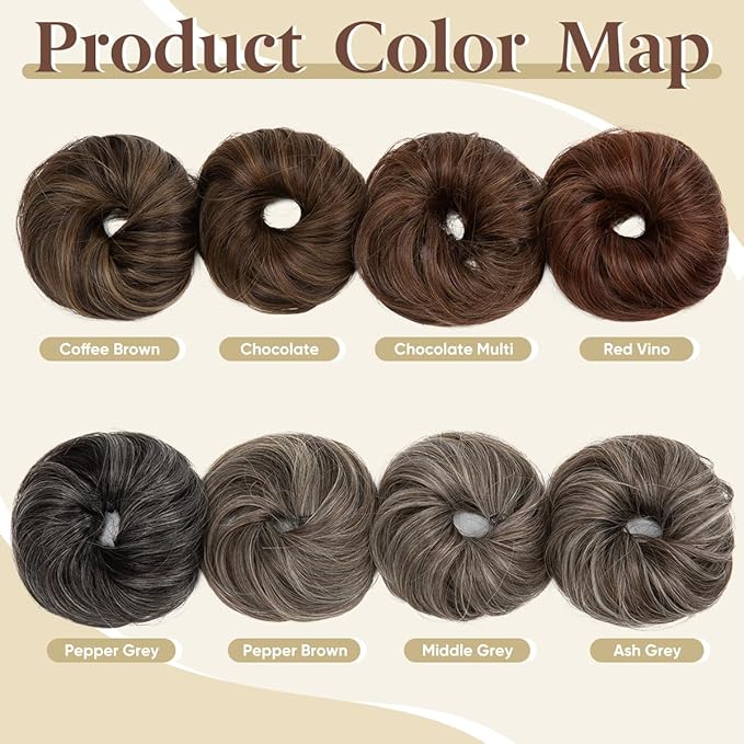 CJL HAIR 2PCs Small Cute Messy Bun Hair Piece for Thin Hair Women Mini Synthetic Curly Bun Scrunchies Updo Hairpieces Chocolate