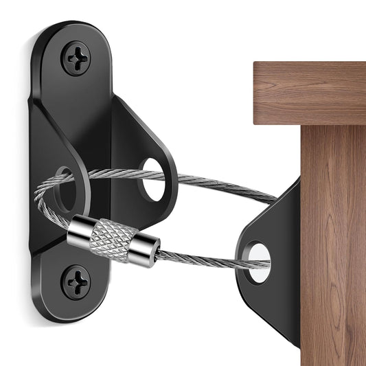 10-Pack Baby Proof Heavy Duty Furniture Anchors for Dressers, Bookcases and TV Cabinets 400LB Anti Tip Kit with Stainless Steel Hardware Shock Straps (Black)