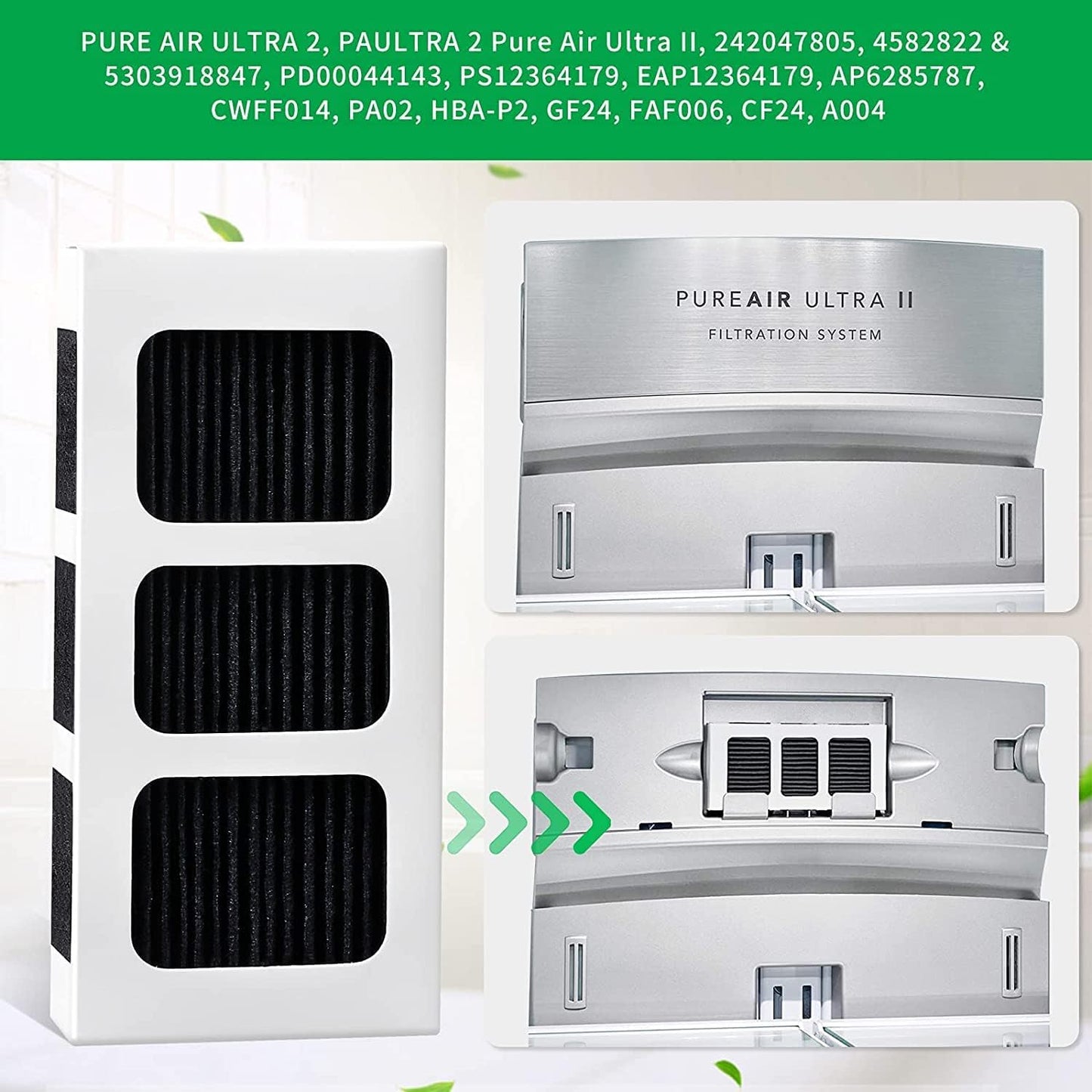KEEPOW Paultra2 Refrigerator Air Filter Compatible with Frigidaire Pureair Ultra 2, Pure Air Ultra 2, Pureair Ultra ii, Electrolux 242047805, 5303918847, EAP12364179 (6 Pack)