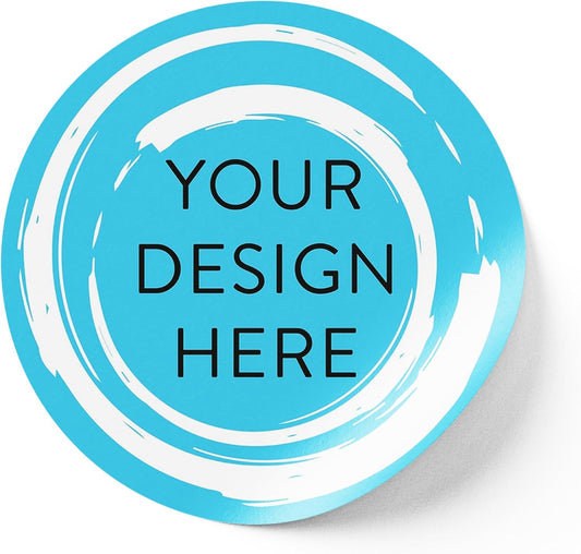 100 Custom Vinyl Stickers - Upload Your own Image, Text, Design, Logo - Personalized Logo Labels for Handmade, Packaging, Bottle, Jars, Candle, Brand Stickers (Blue Swirls, 3x3)