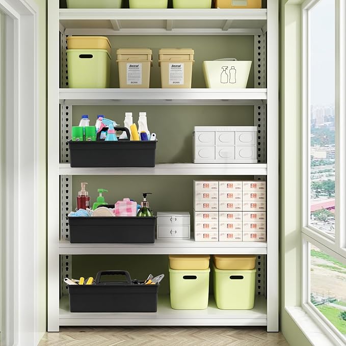 6 Pack Cleaning Organizer Caddy with Handle, Plastic Carry Caddy for Cleaning Products