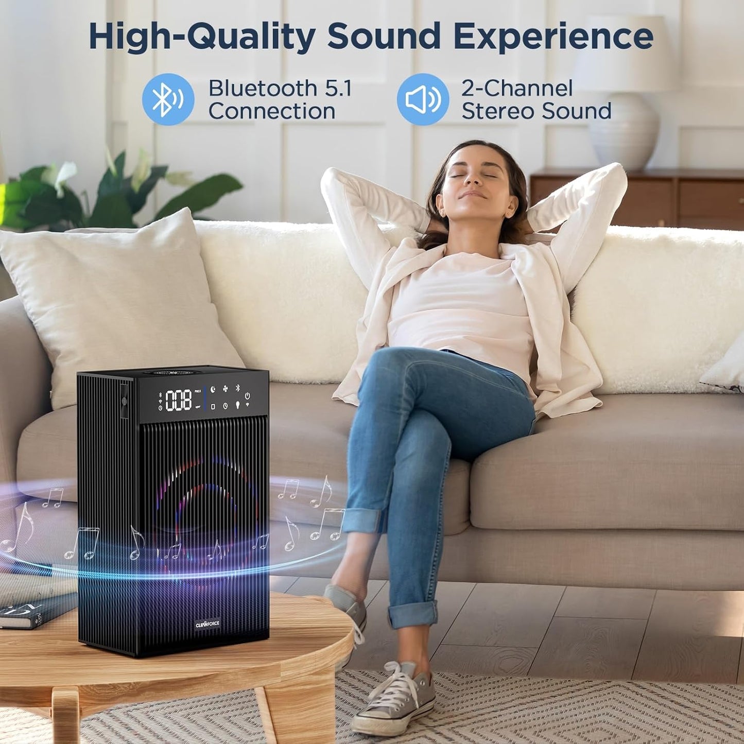 CleanForce Cube | 4-in-1 Desk Organizer with Air Purifier, Wireless Charger, Bluetooth Speaker & Cordless Diffuser | for Home Office, Bedroom | FCC Certified | Quiet & Space Saving