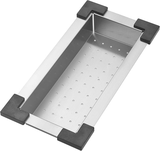 STARSTAR Workstation Ledge Topmount/Drop-in Single Bowl Satin Matte Stainless Steel Kitchen/Yard/Bar/Laundry/Office Sink, With Grid, Colander, Cutting Board, Strainer (22x22x12 Black)