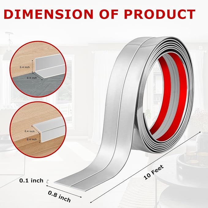 Flexible Wall Corner Protector Moulding Trim Peel and Stick Wall Corner Guards Edge Protector Self Adhesive Molding Trim Strip for Edge Ceiling (Silver, 0.8 in x 10 Ft)