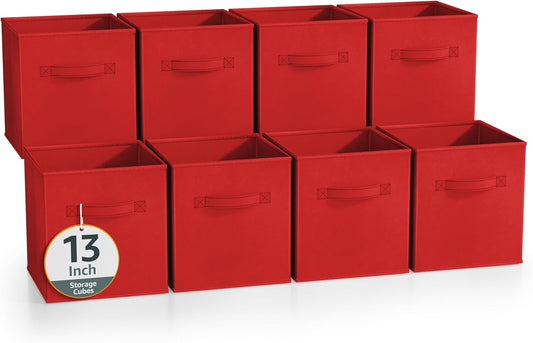 Sorbus 13 Inch Storage Bins - Sturdy Collapsible Fabric Storage Cubes with Handle - 8 Foldable Baskets for Organizing Clothes, Toys, Books - Storage Baskets for Shelves, Closets